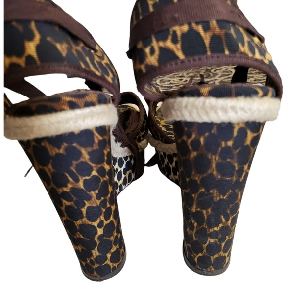❤ D&G DOLCE & GABBANA vestiaire collection Leopard  Wedge Platform Sandals - Picture 7 of 16